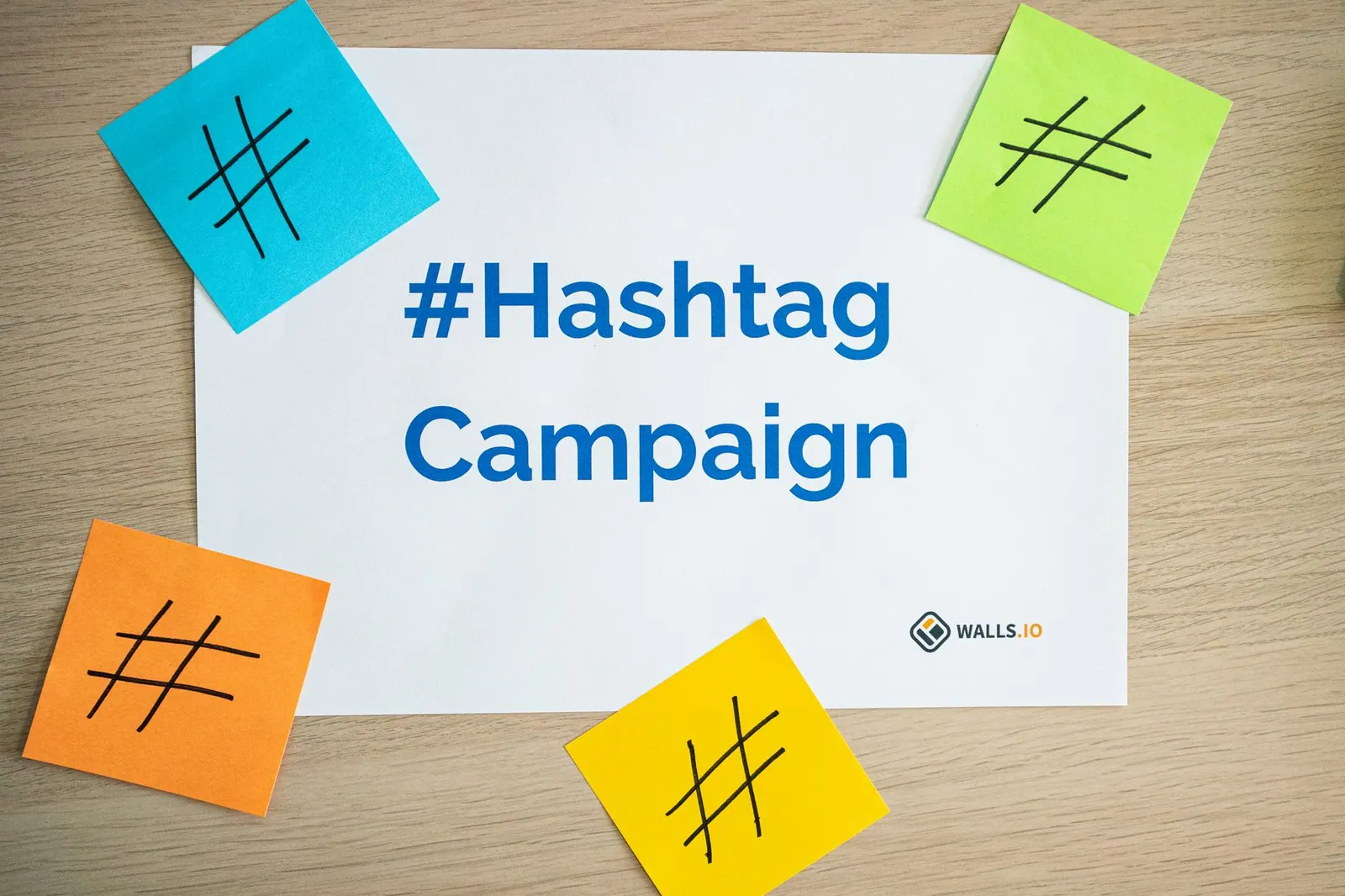 Colorful sticky notes arranged around a hashtag campaign sign, ideal for social media marketing concepts. Which Free Marketing Plan Templates Are Usable