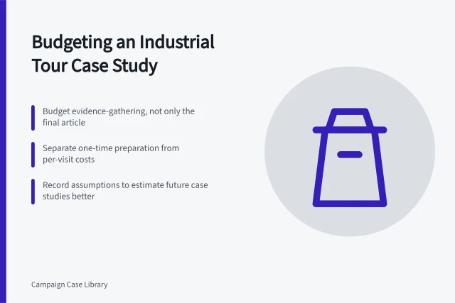Budget planning for industrial tour case study costs. How to budget an industrial tour case study before you sign off on scope