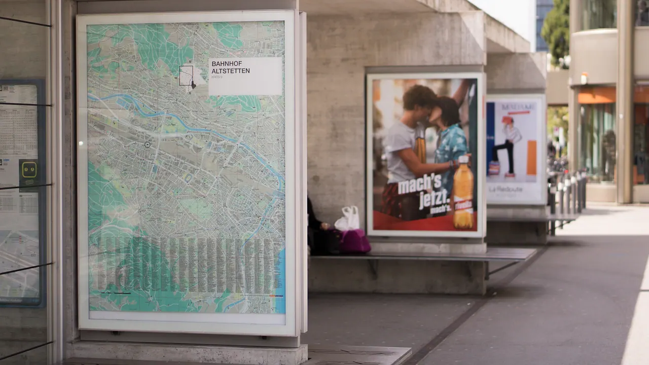 advertisement, billboard, outside, poster, train station, gray train, billboard, billboard, billboard, billboard, billboard, poster. Looker Studio vs Power BI: Which Marketing Dashboard Template to Use in the US?