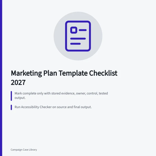 Checklist card for marketing plan template selection, accessibility, and data security. How to Use a Marketing Plan Template Checklist
