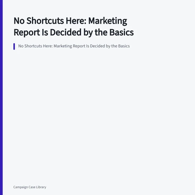 No Shortcuts Here: Marketing Report Is Decided by the Basics. No Shortcuts Here: Marketing Report Is Decided by the Basics