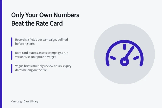 Card on recording six campaign fields so real UGC costs beat rate cards. User-generated content case studies: only your own numbers beat the rate card